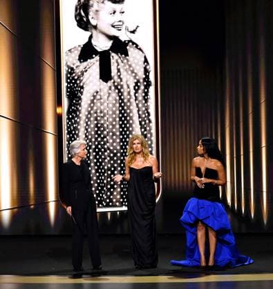 (L-R) Connie Britton, Meredith Baxter, and Susan Kelechi Watson appear onstage during the 76th annual Primetime Emmy Awards at the Peacock Theater in Los Angeles on Sunday, September 15, 2024.  LAP2024091568 JIMxRUYMEN