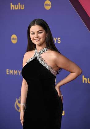Selena Gomez arrives for the 76th annual Primetime Emmy Awards at the Peacock Theater in Los Angeles on Sunday, September 15, 2024.  LAP202409150602 CHRISxCHEW