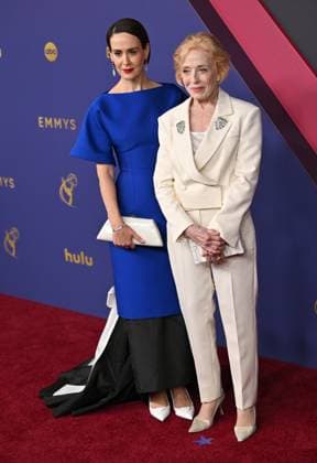 (L-R) Sarah Paulson and Holland Taylor arrive for the 76th annual Primetime Emmy Awards at the Peacock Theater in Los Angeles on Sunday, September 15, 2024.  LAP202409150617 CHRISxCHEW