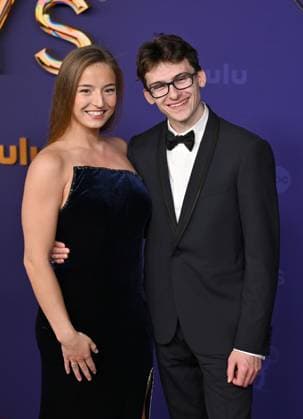 (L-R) Tess McCracken and Stephen Nedoroscik arrive for the 76th annual Primetime Emmy Awards at the Peacock Theater in Los Angeles on Sunday, September 15, 2024.  LAP202409150640 CHRISxCHEW