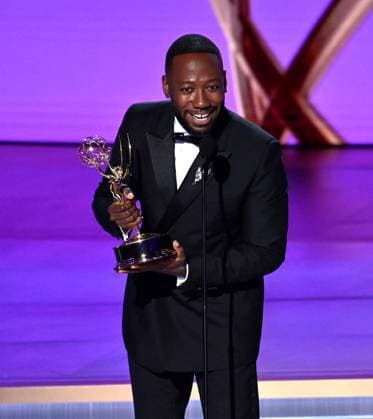Lamorne Morris accepts the Supporting Actor in a Limited or Anthology Series award for Fargo onstage during the 76th annual Primetime Emmy Awards at the Peacock Theater in Los Angeles on Sunday, September 15, 2024.  LAP2024091586 JIMxRUYMEN