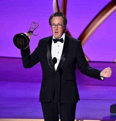 British writer Will Smith accepts the award for Outstanding Writing For A Drama Series award for Slow Horses onstage during the 76th annual Primetime Emmy Awards at the Peacock Theater in Los Angeles on Sunday, September 15, 2024.  LAP2024091590 JIMxRUYMEN