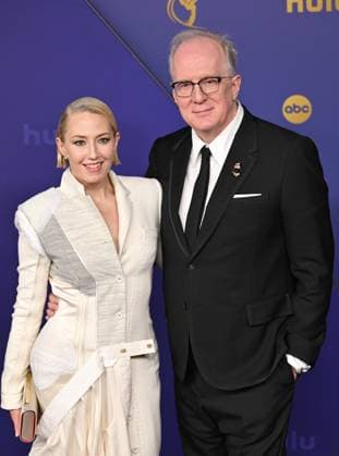 (L-R) Carrie Coon and Tracy Letts arrive for the 76th annual Primetime Emmy Awards at the Peacock Theater in Los Angeles on Sunday, September 15, 2024.  LAP202409150720 CHRISxCHEW