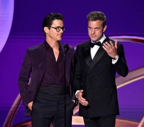 (L-R) Matt Bomer and Joshua Jackson appear onstage during the 76th annual Primetime Emmy Awards at the Peacock Theater in Los Angeles on Sunday, September 15, 2024.  LAP20240915109 JIMxRUYMEN