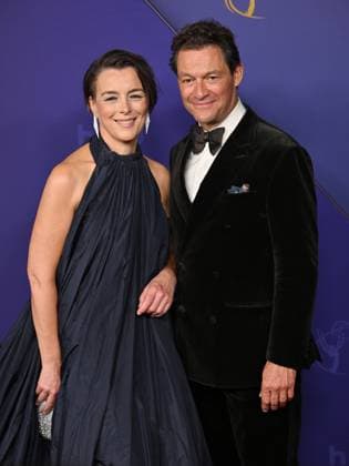 (L-R) Olivia Williams and Dominic West arrive for the 76th annual Primetime Emmy Awards at the Peacock Theater in Los Angeles on Sunday, September 15, 2024.  LAP202409150733 CHRISxCHEW