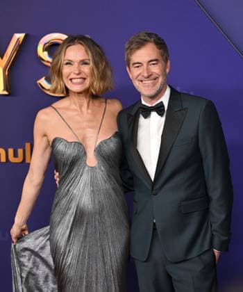 (L-R) Katie Aselton and Mark Duplass arrive for the 76th annual Primetime Emmy Awards at the Peacock Theater in Los Angeles on Sunday, September 15, 2024.  LAP202409150823 CHRISxCHEW