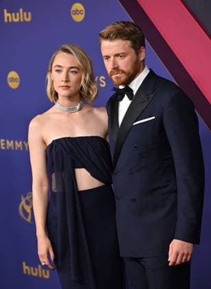 (L-R) Saoirse Ronan and Jack Lowden arrive for the 76th annual Primetime Emmy Awards at the Peacock Theater in Los Angeles on Sunday, September 15, 2024.  LAP202409150827 CHRISxCHEW