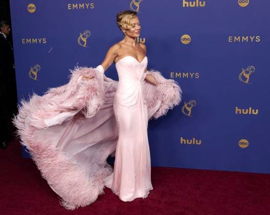 Rita Ora arrives for the 76th annual Primetime Emmy Awards at the Peacock Theater in Los Angeles on Sunday, September 15, 2024.  LAP202409150249 ALEXxGALLARDO