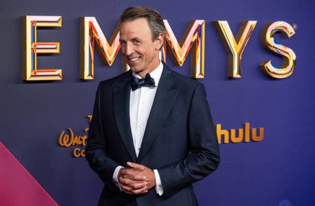 Seth Meyers arrives for the 76th annual Primetime Emmy Awards at the Peacock Theater in Los Angeles on Sunday, September 15, 2024.  LAP2024091509253 ALEXxGALLARDO