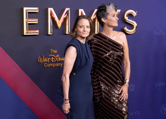 Jodie Foster and Alexandra Hedison arrive for the 76th annual Primetime Emmy Awards at the Peacock Theater in Los Angeles on Sunday, September 15, 2024.  LAP202409150276 ALEXxGALLARDO