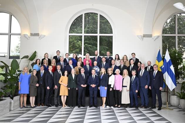 News Themen der Woche KW38 STOCKHOLM , SVERIGE 20240916 Gruppbild pa den svenska ocg finländska regeringen finländska inför den gemensamma regeringsmöte i Stockholm. STOCKHOLM SVERIGE x10070x *** STOCKHOLM , SWEDEN 20240916 Group photo of the Swedish and Finnish governments before the joint government meeting in Stockholm STOCKHOLM SWEDEN x10070x  Copyright: xJessicaxGow TTx FINLAND SVERIGE REGERINGSMÖTE dZQLYYgfwxM