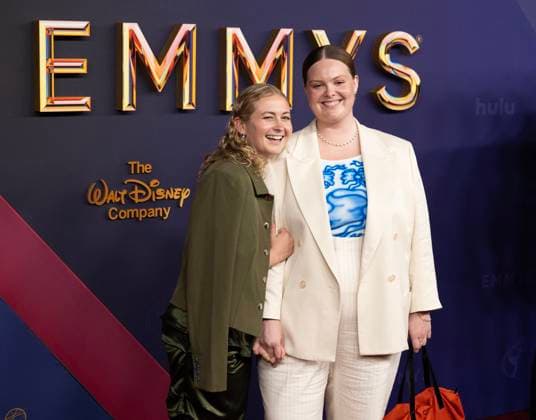 Brooke Peshke and Grace Kuhlenschmidt arrive for the 76th annual Primetime Emmy Awards at the Peacock Theater in Los Angeles on Sunday, September 15, 2024.  LAP202409150322 ALEXxGALLARDO