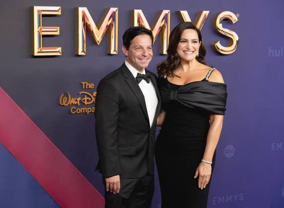 Scott Neustadter and Lauren Levy Neustadter arrive for the 76th annual Primetime Emmy Awards at the Peacock Theater in Los Angeles on Sunday, September 15, 2024.  LAP202409150329 ALEXxGALLARDO