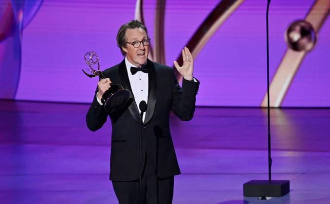 British writer Will Smith accepts the award for Outstanding Writing For A Drama Series award for Slow Horses onstage during the 76th annual Primetime Emmy Awards at the Peacock Theater in Los Angeles on Sunday, September 15, 2024.  LAP2024091504024 JIMxRUYMEN
