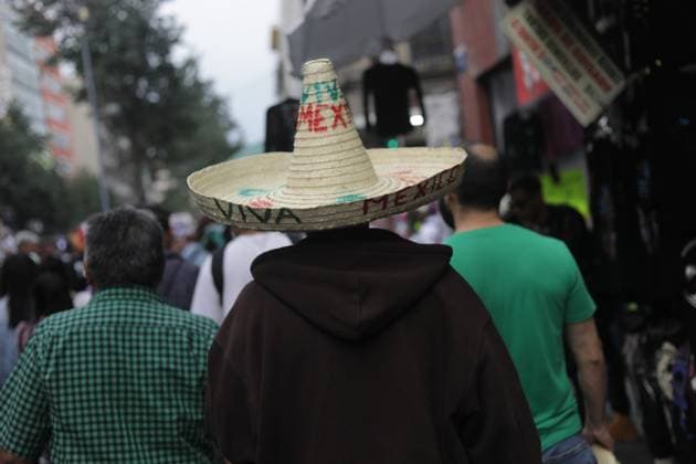 A person wearing a charro hat attending at Zocalo in the main square to celebrate the 214th Anniversary of Mexico s Independence Day. Mexico City Mexico - ZUMAe321 20240915_zia_e321_005 Copyright: xIanxRoblesx