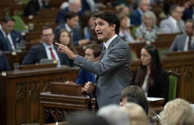 September 16, 2024, Ottawa, On, Canada: Prime Minister Justin Trudeau responds to questions during Question Period, in Ottawa, Monday, Sept. 16, 2024. Ottawa Canada  - ZUMAc35_ 20240916_zaf_c35_102 Copyright: xAdrianxWyldx