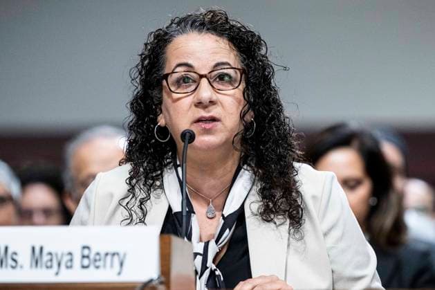 Bilder des Jahres 2024, News 09 September September 17, 2024, Washington, District Of Columbia, USA: MAYA BERRY, Executive Director, Arab American Institute, Co-Chair, Hate Crimes Task Force, The Leadership Conference for Civil and Human Rights, speaking at a hearing of the Senate Judiciary Committee at the U.S. Capitol in Washington, DC. Washington USA - ZUMAb161 20240917_aap_b161_020 Copyright: xMichaelxBrochsteinx