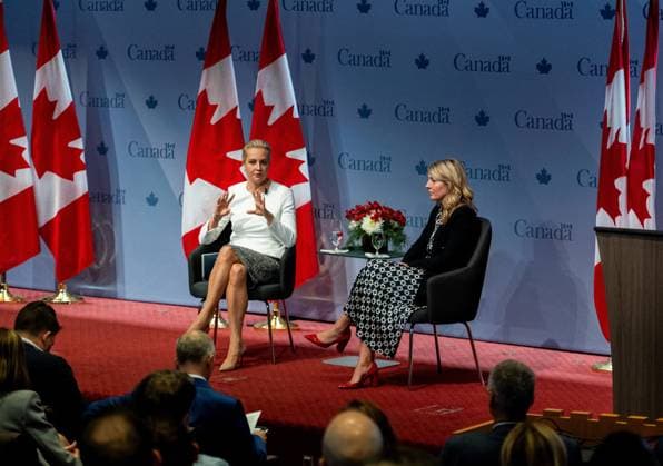 September 17, 2024, Ottawa, On, Canada: Melanie Joly Minister of Foreign Affairs, right, takes part in a fireside chat with Yulia Navalnaya, widow of Russian opposition leader and activist Alexei Navalny at Global Affairs Canada in Ottawa, on Tuesday, Sept. 17, 2024. Ottawa Canada - ZUMAc35_ 20240917_zaf_c35_110 Copyright: xSpencerxColbyx