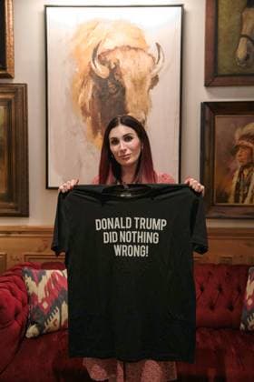 Trump Confronted On Relationship With Laura Loomer File photo dated September 16, 2023 shows Laura Loomer holds a T-shirt she designed with the words ‘Donald Trump Did Nothing Wrong’ at The Villages, FL, USA. The presence of hard-right conspiracy theorist Laura Loomer alongside Donald Trump on the campaign trail in recent days has raised questions, including from some Republicans, about the influence the controversial former congressional candidate may have on him. Ms Loomer is well-known for her anti-Muslim rhetoric and for spreading conspiracy theories, including that the 9 11 attacks were an inside job carried out by the US government. She joined Trump at an event on Wednesday commemorating the attacks, raising eyebrows and prompting o  Copyright: xGrayxAdam ABACAx