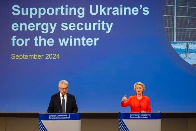 News Themen der Woche KW38 News Bilder des Tages September 19, 2024, Brussels, Bxl, Belgium: Ursula Von der Leyen , the president of the European Commission (R) and Fatih BIROL, Executive Director of the International Energy Agency (IEA) hold a press conference on the energy security of Ukraine and Moldova as winter approaches and Russia s invasion of Ukraine continues at European Commission headquarters in Brussels, Belgium on 19 09 2024 by Brussels Belgium - ZUMAw80_ 20240919_faf_w80_009 Copyright: xWiktorxDabkowskix