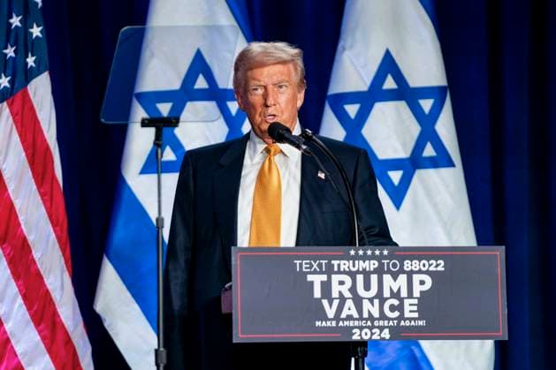 News Themen der Woche KW38 News Bilder des Tages Republican candidate for president, former President Donald Trump speaks during a Fighting Anti-Semitism in America event at the Hyatt Regency Washington on Capitol Hill in Washington, DC on Thursday, September 19, 2024.  WAP20240919323 BONNIExCASH
