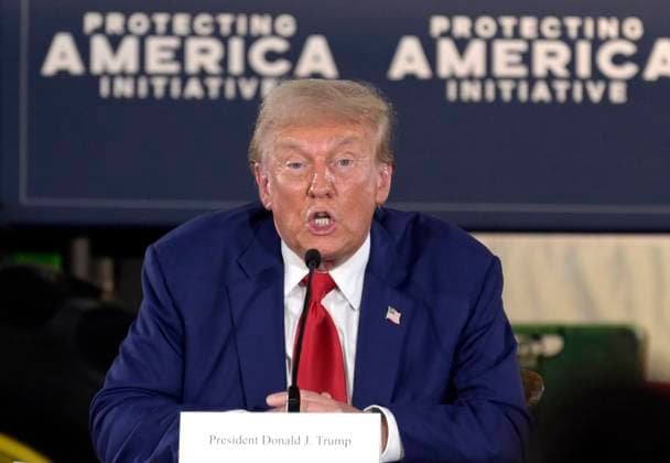 Former President Donald Trump joins in a the roundtable discussion on the threat of Communist China to U.S. agriculture hosted by The Protecting America Initiative on Monday, September 23, 2024 near Smithton, Pennsylvania.  PIT2024092312 ARCHIExCARPENTER