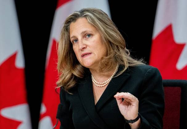September 24, 2024, Ottawa, On, Canada: Chrystia Freeland, Minister of Finance and Deputy Prime Minister, delivers remarks at the National Press Theatre in the Parliamentary Precinct in Ottawa, on Tuesday, Sept. 24, 2024. Ottawa Canada  - ZUMAc35_ 20240924_zaf_c35_001 Copyright: xSpencerxColbyx