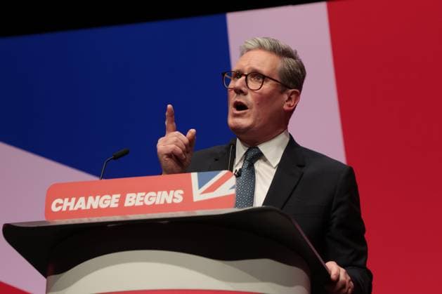 News Themen der Woche KW39 News Bilder des Tages Britain s Prime Minister Keir Starmer delivers his Party Conference speech at the Labour Party Conference 2024 in Liverpool on Tuesday, September 24, 2024.  LON2024092401 HUGOxPHILPOTT