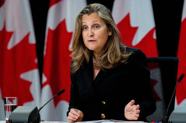 September 24, 2024, Ottawa, On, Canada: Chrystia Freeland, Minister of Finance and Deputy Prime Minister, delivers remarks at the National Press Theatre in the Parliamentary Precinct in Ottawa, on Tuesday, Sept. 24, 2024. Ottawa Canada  - ZUMAc35_ 20240924_zaf_c35_003 Copyright: xSpencerxColbyx