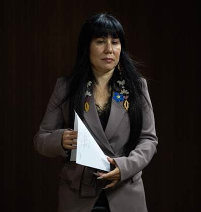 September 25, 2024, Ottawa, On, Canada: NDP MP for Winnipeg Centre Leah Gazan steps up to the podium at a news conference, Wednesday, Sept. 25, 2024 in Ottawa. Ottawa Canada  - ZUMAc35_ 20240925_zaf_c35_022 Copyright: xAdrianxWyldx