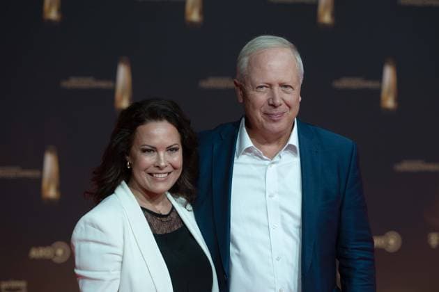 Tom BUHROW, WDR Intendant, with partner Daniela BOFF, Red Carpet, Red Carpet Show, Arrival, arrival, German Television Award ceremony, The German Television Award 2024, German Television Award 2024 at the MMC Studios Cologne, on 25 09 2024