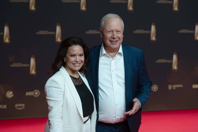 Tom BUHROW, WDR Intendant, with partner Daniela BOFF, Red Carpet, Red Carpet Show, Arrival, arrival, German Television Award ceremony, The German Television Award 2024, German Television Award 2024 at the MMC Studios Cologne, on 25 09 2024