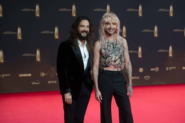Tom and Bill KAULITZ, singer, musician, Tokio Hotel, red carpet, red carpet show, arrival, award ceremony of the German Television Award, The German Television Award 2024, German Television Award 2024 at the MMC Studios Cologne, on 25 09 2024