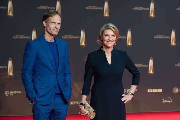 Wulf SCHMIESE, presenter, Marietta SLOMKA, presenter, red carpet, red carpet show, arrival, arrival, German Television Award ceremony, The German Television Award 2024, German Television Award 2024 at the MMC Studios Cologne, on 25 09 2024