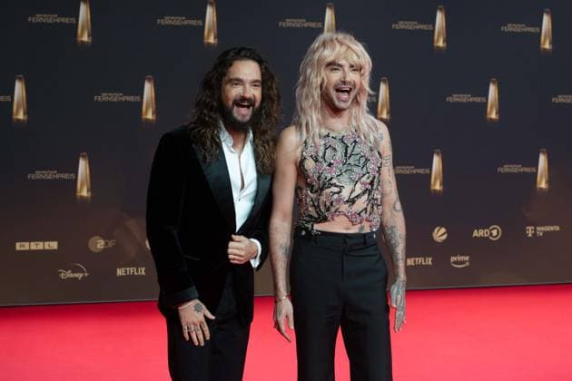 Tom and Bill KAULITZ, singer, musician, Tokio Hotel, red carpet, red carpet show, arrival, award ceremony of the German Television Award, The German Television Award 2024, German Television Award 2024 at the MMC Studios Cologne, on 25 09 2024