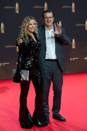 Katja BURKARDT, presenter, husband Hans MAHR, red carpet, red carpet show, arrival, German Television Award ceremony, The German Television Award 2024, German Television Award 2024 at the MMC Studios Cologne, on 25 09 2024