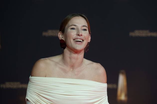 Jeannine MICHAELSEN, Presenter, Red Carpet, Red Carpet Show, Arrival, arrival, German Television Award Ceremony, The German Television Award 2024, German Television Award 2024 at the MMC Studios Cologne, on 25 09 2024