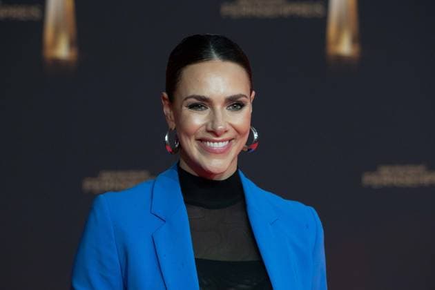 Esther SEDLACZEK, Presenter, Red Carpet, Red Carpet Show, Arrival, arrival, German Television Award Ceremony, The German Television Award 2024, German Television Award 2024 at the MMC Studios Cologne, on 25 09 2024