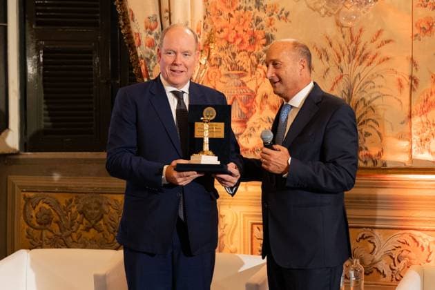 **NO WEB AND NEWSPAPERS ONLY FOR ITALY** International Magna Grecia Award to HSH Albert II of Monaco. In the photo: HSH Albert II of Monaco and Nino Foti  Copyright: xRomax xipa-agency.netx xRomax IPA_Agency_IPA50087898