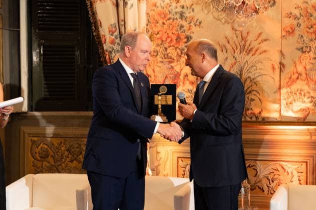 **NO WEB AND NEWSPAPERS ONLY FOR ITALY** International Magna Grecia Award to HSH Albert II of Monaco. In the photo: HSH Albert II of Monaco and Nino Foti  Copyright: xRomax xipa-agency.netx xRomax IPA_Agency_IPA50087902
