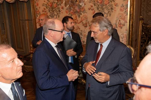 **NO WEB AND NEWSPAPERS ONLY FOR ITALY** International Magna Grecia Award to HSH Albert II of Monaco. In the photo: HSH Albert II of Monaco and Francesco Rocca  Copyright: xRomax xipa-agency.netx xRomax IPA_Agency_IPA50087918