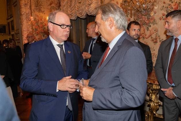 **NO WEB AND NEWSPAPERS ONLY FOR ITALY** International Magna Grecia Award to HSH Albert II of Monaco. In the photo: HSH Albert II of Monaco and Francesco Rocca  Copyright: xRomax xipa-agency.netx xRomax IPA_Agency_IPA50088018