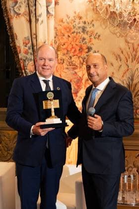 **NO WEB AND NEWSPAPERS ONLY FOR ITALY** International Magna Grecia Award to HSH Albert II of Monaco. In the photo: HSH Albert II of Monaco and Nino Foti  Copyright: xRomax xipa-agency.netx xRomax IPA_Agency_IPA50088025