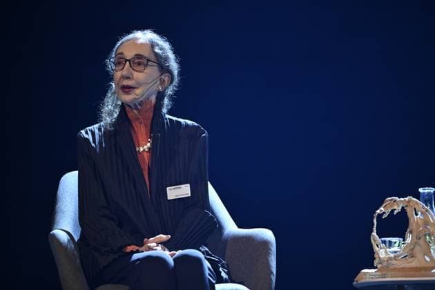 GOTHENBURG, SWEDEN 20240928 American author Joyce Carol Oates is awarded The Mermaid, the Book Fairs newly established literary prize during the Gothenburg Book Fair on Saturday GOTHENBURG, SWEDEN x10080x  Copyright: xFredrikxSandberg TTx BOKMÄSSAN 2024 JOYCE CAROL OATES uDiMJryogBQ