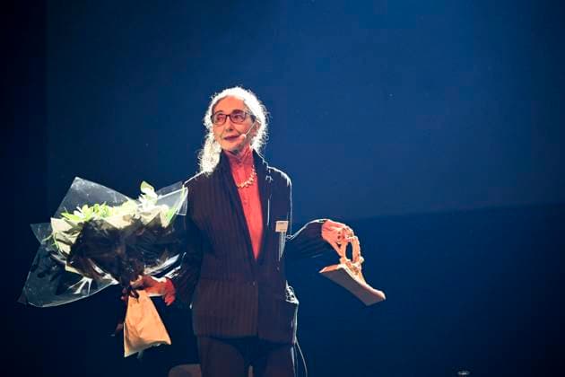 GOTHENBURG, SWEDEN 20240928 American author Joyce Carol Oates is awarded The Mermaid, the Book Fairs newly established literary prize during the Gothenburg Book Fair on Saturday GOTHENBURG, SWEDEN x10080x  Copyright: xFredrikxSandberg TTx BOKMÄSSAN 2024 JOYCE CAROL OATES Icx1EvJ_UJo