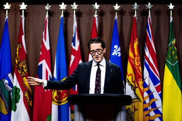 October 1, 2024, Ottawa, On, Canada: Quebec Minister of the Environment, the Fight Against Climate Change, Wildlife and Parks and Minister Responsible for the Laurentides Region, Benoit Charette, delivers remarks on Parliament Hill in Ottawa, on Tuesday, Oct. 1, 2024. Ottawa Canada  - ZUMAc35_ 20241001_zaf_c35_018 Copyright: xSpencerxColbyx