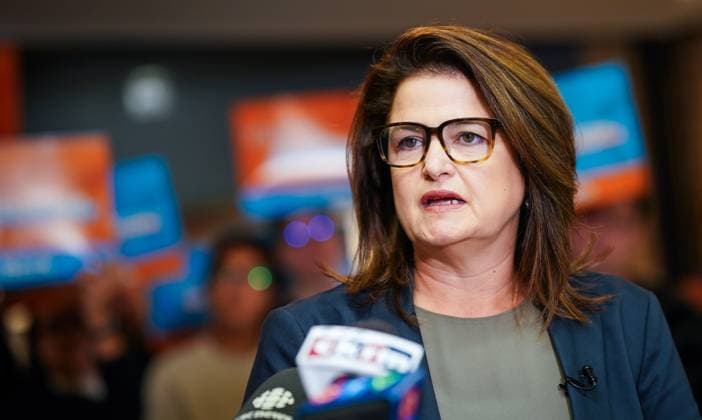October 1, 2024, Regina, Sk, Canada: Saskatchewan NDP Leader Carla Beck speaks to the media to launch her partyöÄÃ s election campaign in Regina, Tuesday, Oct. 1, 2024. Regina Canada  - ZUMAc35_ 20241001_zaf_c35_060 Copyright: xHeywoodxYux