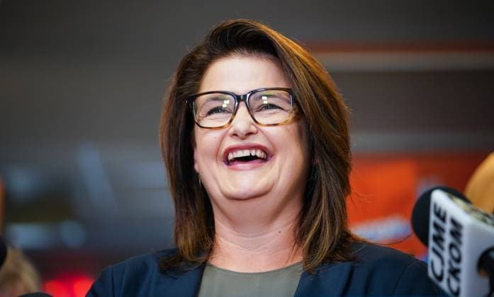 October 1, 2024, Regina, Sk, Canada: Saskatchewan NDP Leader Carla Beck looks on while speaking to the media during a launch her partyöÄÃ s election campaign in Regina, Tuesday, Oct. 1, 2024. Regina Canada  - ZUMAc35_ 20241001_zaf_c35_062 Copyright: xHeywoodxYux