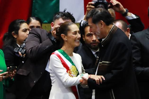 Mexico s new female President Claudia Sheinbaum Pardo celebrating during the inauguration ceremony at the Congress of the Union. on October 1, 2024 in Mexico City, Mexico. Mexico City Mexico - ZUMAe321 20241001_zia_e321_046 Copyright: xCarlosxSantiagox