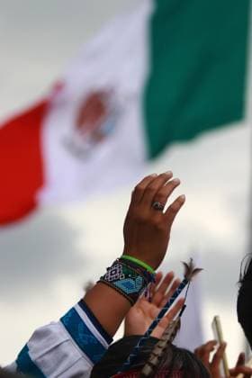 Followers of the Mexico s new president, Claudia Sheinbaum Pardo attend the Zocalo main square to witness the Ceremony of the handing over of the baton of command as part of the presidential inauguration. on October 1, 2024 in Mexico City, Mexico. Mexico City Mexico - ZUMAe321 20241001_zia_e321_082 Copyright: xCarlosxSantiagox